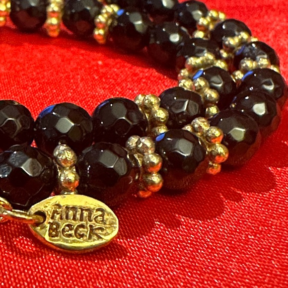 WOW POAHMARK - Authentic Anna Beck Limited Edition Onyx Beaded 18K Gold Necklace